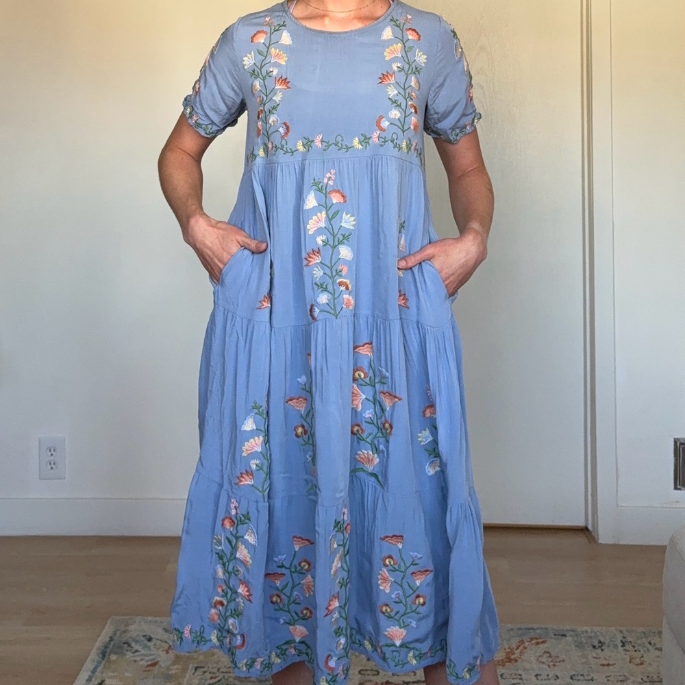 Orange Creek Blue Floral Midi Dress